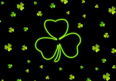 Saint Patrick Day neon clover leaf abstract background Illustrazione stock