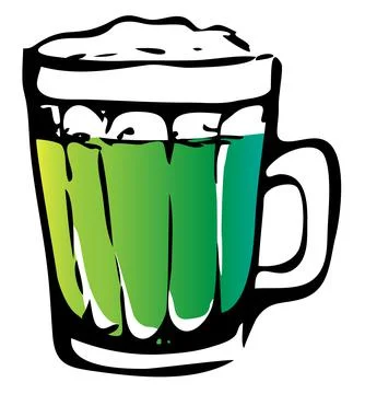 Saint Patrick Day special Irish Dimpled stain mug green beer glass. Hand draw Stock Illustration