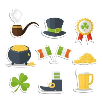 Saint Patrick Day sticker set Illustrazione stock