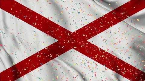 Saint Patrick flag seamless animation with fireworks Video stock 223342518