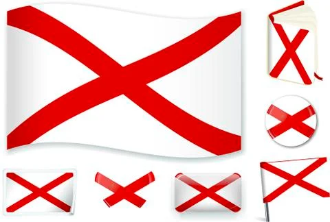 Saint Patrick flag. Vector illustration 3 layers. Shadows, flat flag, lights and Stock Illustration