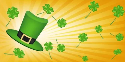 Saint patrick hat and four leaf clover Stock Illustration