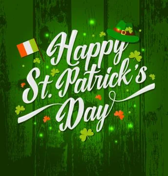 Saint Patrick s day background on wooden texture Stock Illustration