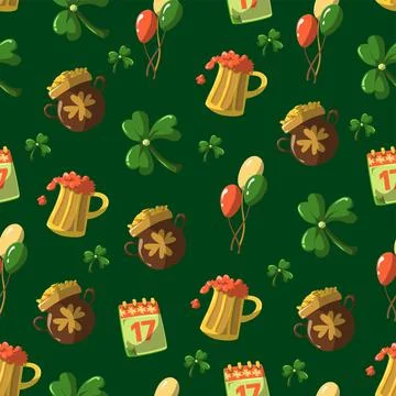 Saint Patrick s Day seamless pattern. Holiday Vector Illustration Background Illustrazione stock