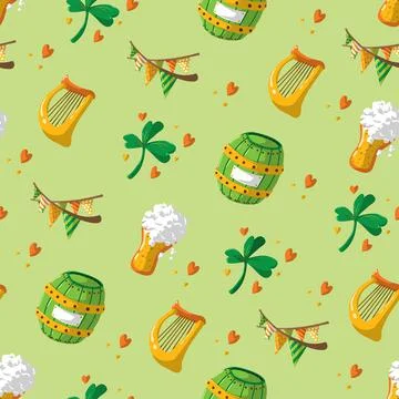 Saint Patrick s Day seamless pattern. Holiday Vector Illustration Background Stock Illustration