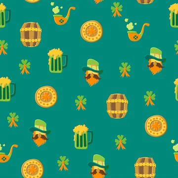 Saint Patrick s Day seamless pattern. Holiday Vector Illustration Background イラスト素材