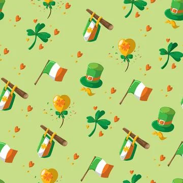 Saint Patrick s Day seamless pattern. Holiday Vector Illustration Background Stock Illustration