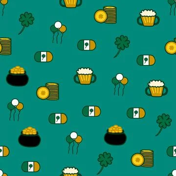 Saint Patrick s Day seamless pattern. Holiday Vector Illustration Background Stock Illustration