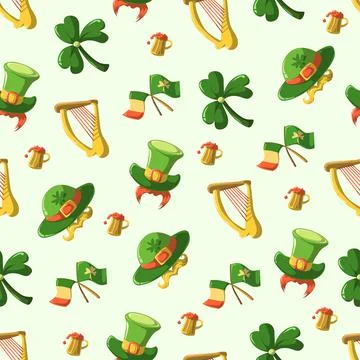 Saint Patrick s Day seamless pattern. Holiday Vector Illustration Background Stock Illustration