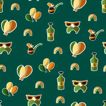 Saint Patrick s Day seamless pattern. Holiday Vector Illustration Background イラスト素材