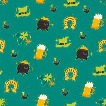 Saint Patrick s Day seamless pattern. Holiday Vector Illustration Background Stock Illustration