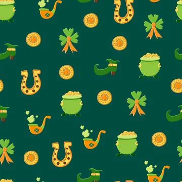Saint Patrick s Day seamless pattern. Holiday Vector Illustration Background イラスト素材