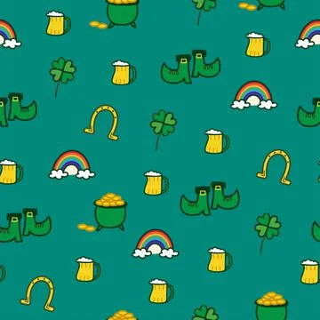 Saint Patrick s Day seamless pattern. Holiday Vector Illustration Background イラスト素材