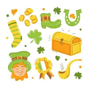 Saint Patrick set of vector elements for the holiday Vector illustration flat Stockillustratie