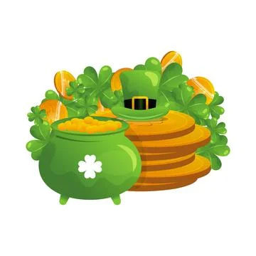 Saint patrick wearing green robe holding shamrock with celtic background il.. Stock Illustration