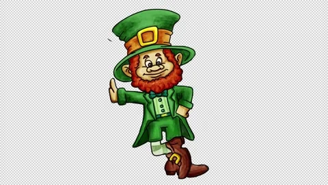 Saint Patrick's animated Leprechaun standing with transparent background Stock-Footage 236123436