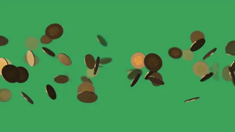 Saint Patrick's Day abstract golden coins floats on green background Video stock 232462201