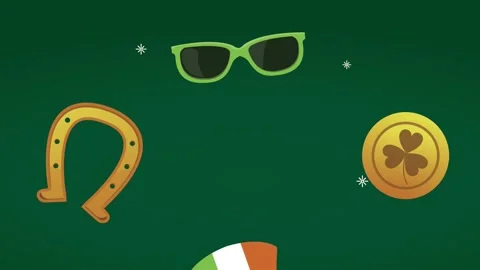 Saint patricks day animation with pattern elements Stock Footage 171506747