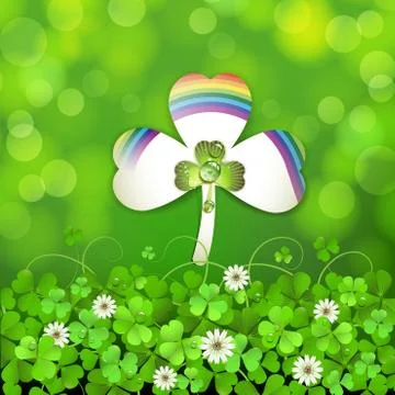 Saint Patrick's Day background with clover Stock Illustration