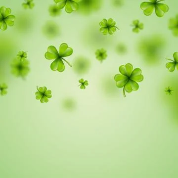 Saint Patricks Day Background Design with falling clovers leaf background. Irish Stock Illustration