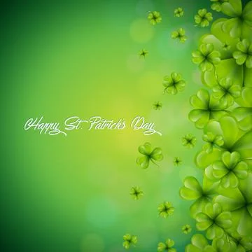 Saint Patricks Day Background Design with falling clovers leaf background. Irish Illustrazione stock