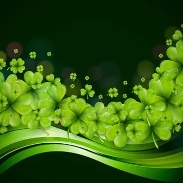 Saint Patricks Day Background Design with Green Clover Leaf. Irish Beer Festival Illustrazione stock