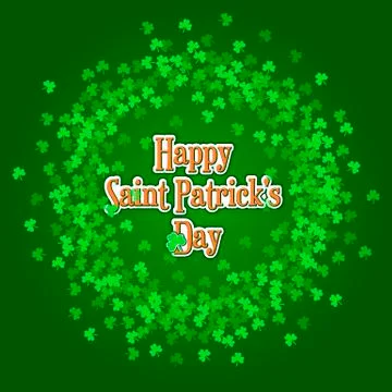 Saint Patricks Day background with green clover wreath Stock Illustration
