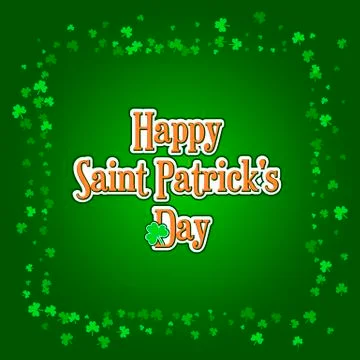 Saint Patricks Day background with green clover frame Stock Illustration