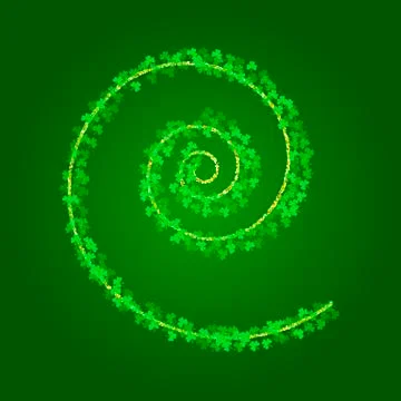 Saint Patricks Day background with spiral of shamrock leaves. Stock Illustration