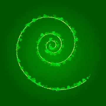 Saint Patricks Day background with spiral of shamrock leaves. Stock Illustration