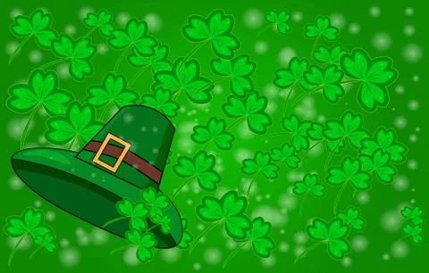 Saint Patricks day background with sprayed clover leaves or shamrocks. Illustrazione stock