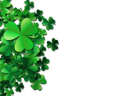 Saint Patricks day background with sprayed green clover leaves o Stock Illustration