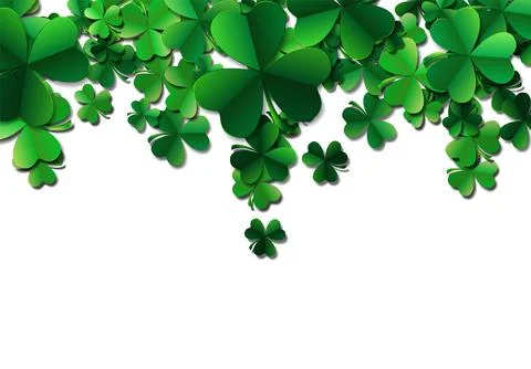 Saint Patricks day background with sprayed green clover leaves o 스톡 일러스트