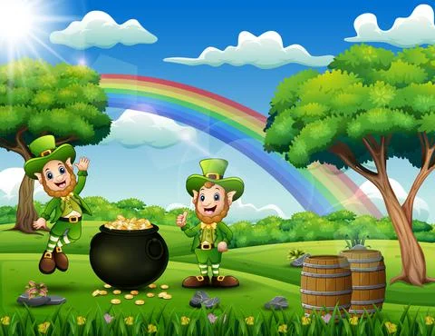 Saint Patricks day backround with leprechauns Stock Illustration