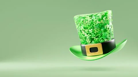 Saint Patricks Day banner background with green leprechaun hat filled with .. Stock Illustration