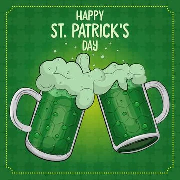 Saint patricks day banner with two beer mugs Stock Illustration