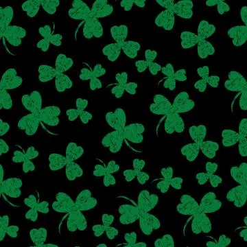 Saint Patricks Day. Black background shamrock Stock Illustration