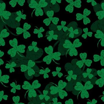 Saint Patricks Day. Black background shamrock Stock-Illustration