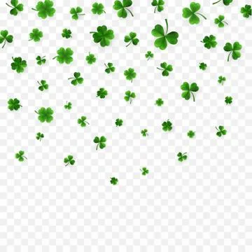 Saint Patrick's Day Border with Green Four and Tree 3D Leaf Clovers on White  库存插图