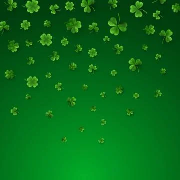 Saint Patrick's Day Border with Green Four and Tree Leaf Clovers. Irish Lucky Stock Illustration