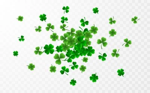 Saint Patrick's Day Border with Green Four and Tree 3D Leaf Clovers. Irish Lu Stock Illustration