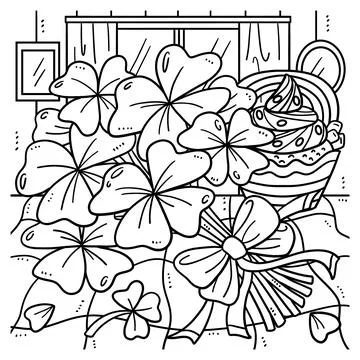 Saint Patricks Day Bundle of Shamrocks Coloring Stock Illustration