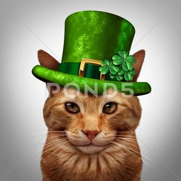 Saint Patricks Day Cat Stock Illustration