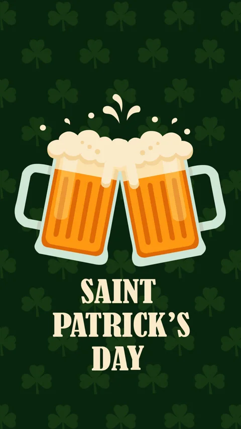 Saint Patricks Day Celebration with Clinking Beer Mugs Stock Footage 331934003