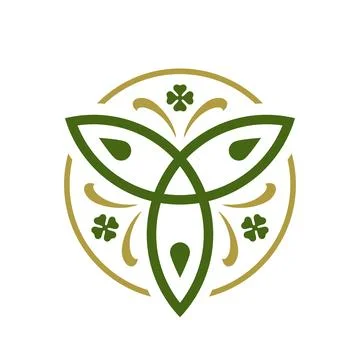 Saint Patrick's Day Celtic Triad symbol lucky clover shamrock magic vintage.. Stock Illustration