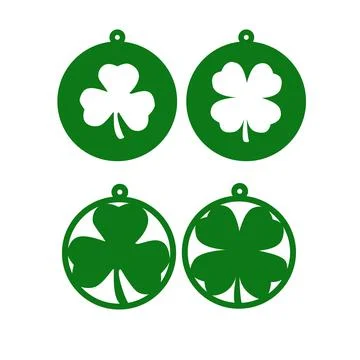 Saint Patrick's Day. Circle earring template. Shamrock earrings symbol. Stock Illustration