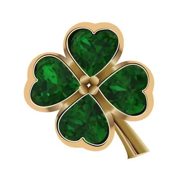 Saint Patricks Day. CLOVER SHEET ON A WHITE BACKGROUND. JEWELRY DECORATION. G Stock Illustration
