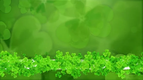 Saint Patrick's day green background. Green clover leaves pattern. Loop motion Video stock 264298215