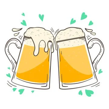 Saint Patrick's Day hand drawn graphic illustration. Beer Stock Illustration