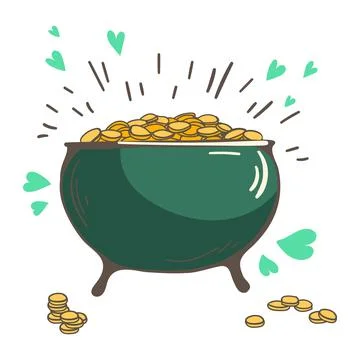 Saint Patrick's Day hand drawn graphic illustration. Gold Stock Illustration